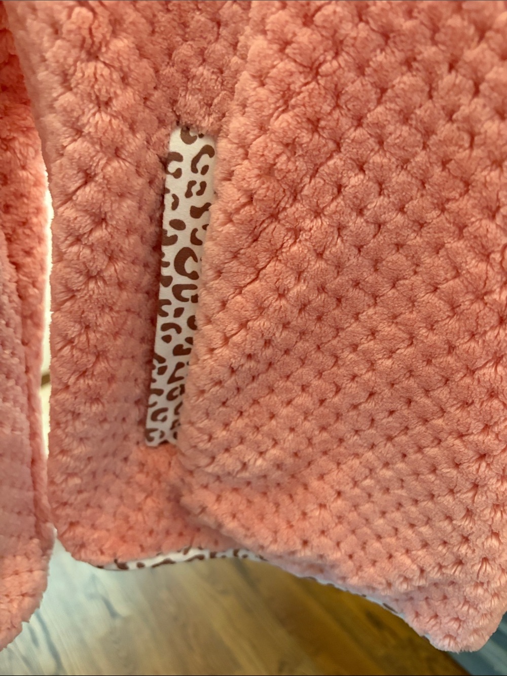 Simply Southern Blush Pink Plush Quarter-Zip Pullover with Leopard Trim - Picture 4 of 5